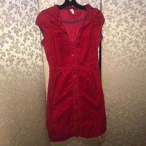 Anthropologie Maeve Red Corduroy Button Down Shirt Dress Size 4